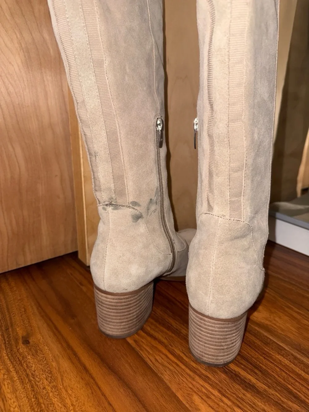 Marc Fisher Suede Over-the-Knee Boots - Light Taupe